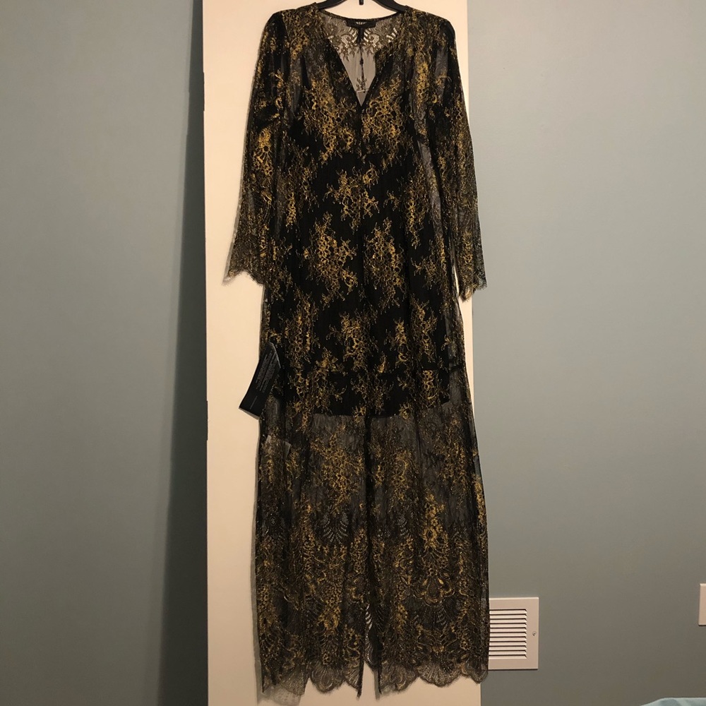 NWT BCBG Max Azria Olivia Metallic Gold Maxi Dress - Picture 4 of 8